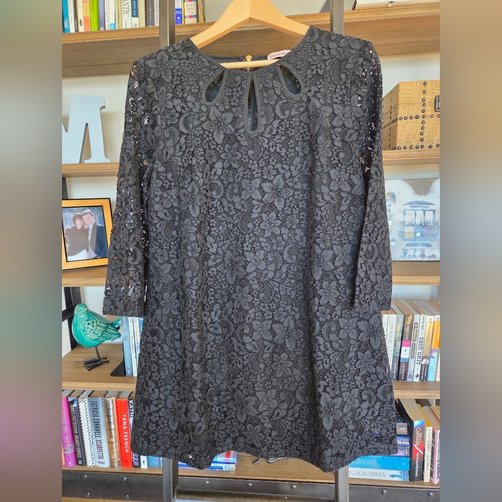 Juicy Couture Vintage Black Floral Lace Dress, Size Medium to Large